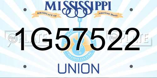 1G57522 Mississippi License Plate