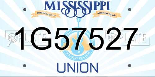 1G57527 Mississippi License Plate