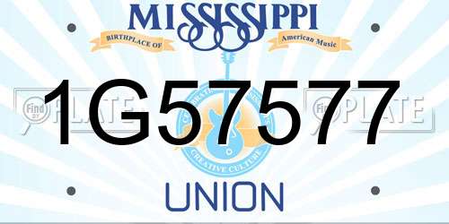 1G57577 Mississippi License Plate