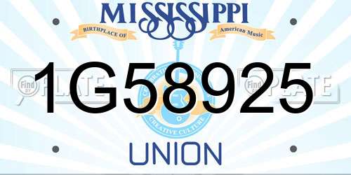 1G58925 Mississippi License Plate