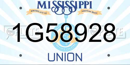 1G58928 Mississippi License Plate
