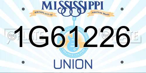 1G61226 Mississippi License Plate