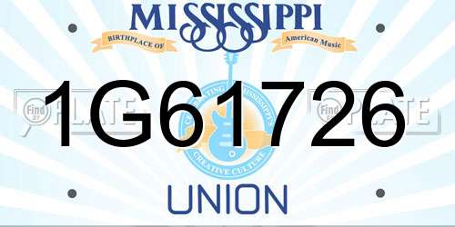 1G61726 Mississippi License Plate