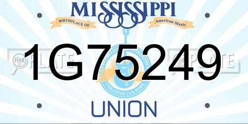 1G75249 Mississippi License Plate
