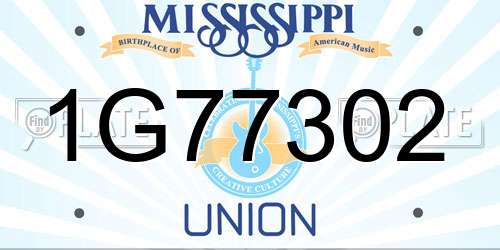 1G77302 Mississippi License Plate