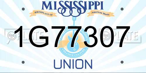 1G77307 Mississippi License Plate