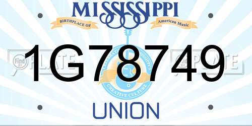 1G78749 Mississippi License Plate