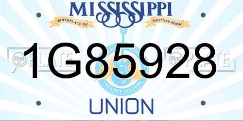 1G85928 Mississippi License Plate
