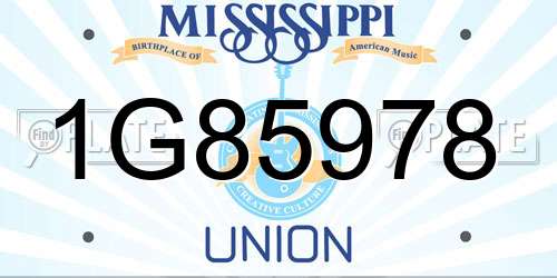 1G85978 Mississippi License Plate