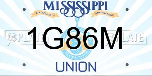 1G86M Mississippi License Plate