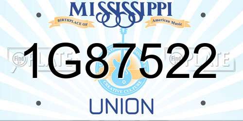 1G87522 Mississippi License Plate