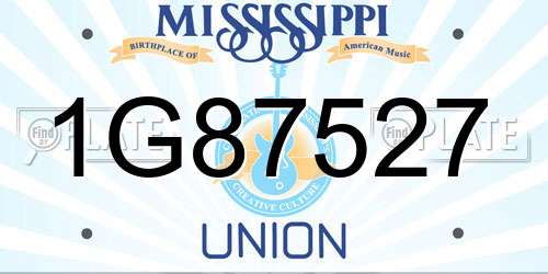 1G87527 Mississippi License Plate