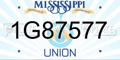 1G87577 Mississippi License Plate