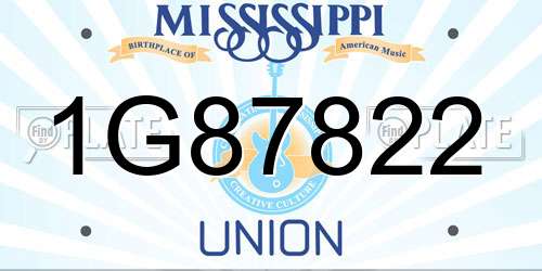 1G87822 Mississippi License Plate
