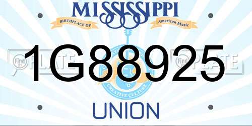 1G88925 Mississippi License Plate