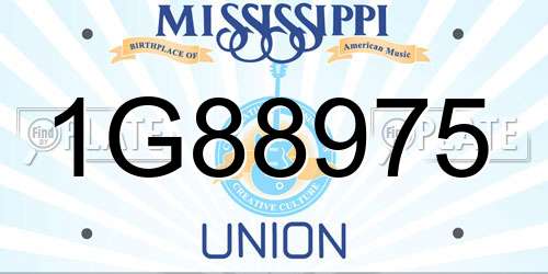 1G88975 Mississippi License Plate