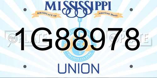 1G88978 Mississippi License Plate