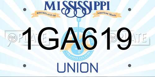 1GA619 Mississippi License Plate
