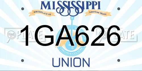 1GA626 Mississippi License Plate