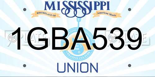 1GBA539 Mississippi License Plate