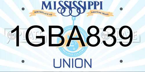 1GBA839 Mississippi License Plate