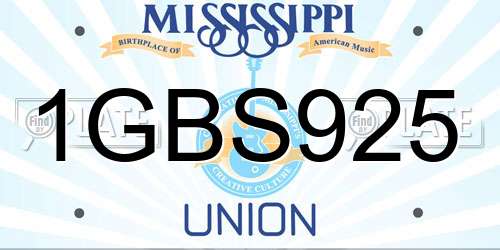 1GBS925 Mississippi License Plate