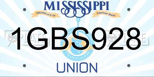 1GBS928 Mississippi License Plate