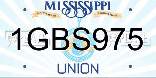 1GBS975 Mississippi License Plate