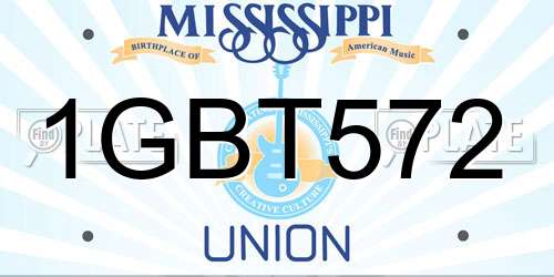 1GBT572 Mississippi License Plate