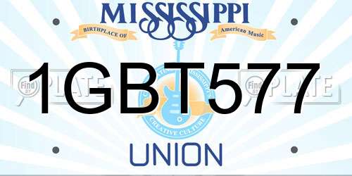 1GBT577 Mississippi License Plate