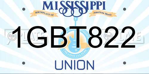 1GBT822 Mississippi License Plate