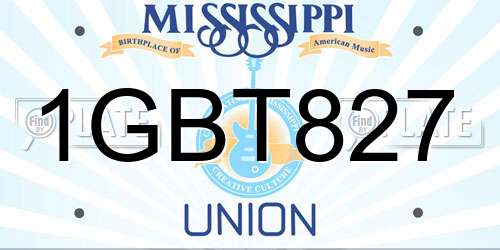 1GBT827 Mississippi License Plate