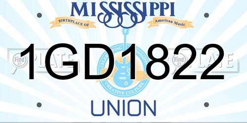 1GD1822 Mississippi License Plate
