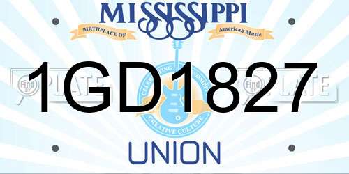 1GD1827 Mississippi License Plate