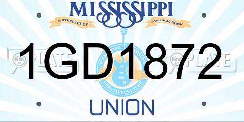 1GD1872 Mississippi License Plate