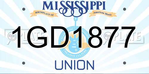 1GD1877 Mississippi License Plate