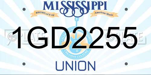 1GD2255 Mississippi License Plate