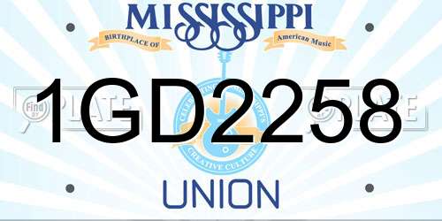 1GD2258 Mississippi License Plate