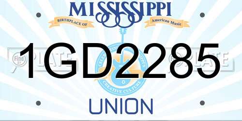 1GD2285 Mississippi License Plate