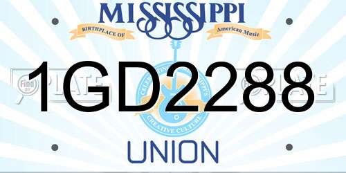 1GD2288 Mississippi License Plate