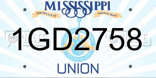 1GD2758 Mississippi License Plate