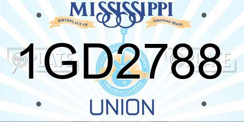 1GD2788 Mississippi License Plate