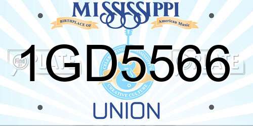 1GD5566 Mississippi License Plate