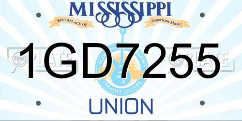 1GD7255 Mississippi License Plate