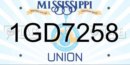 1GD7258 Mississippi License Plate