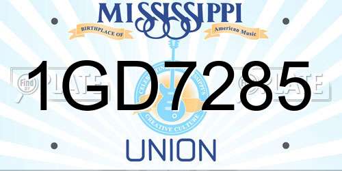 1GD7285 Mississippi License Plate