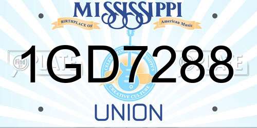 1GD7288 Mississippi License Plate