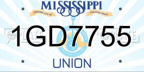 1GD7755 Mississippi License Plate