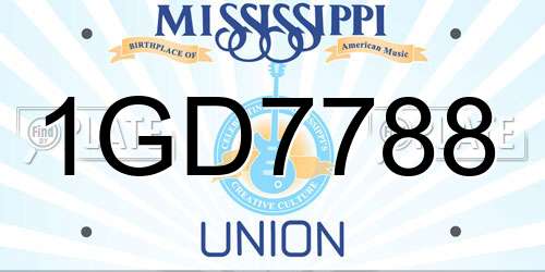 1GD7788 Mississippi License Plate
