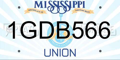 1GDB566 Mississippi License Plate